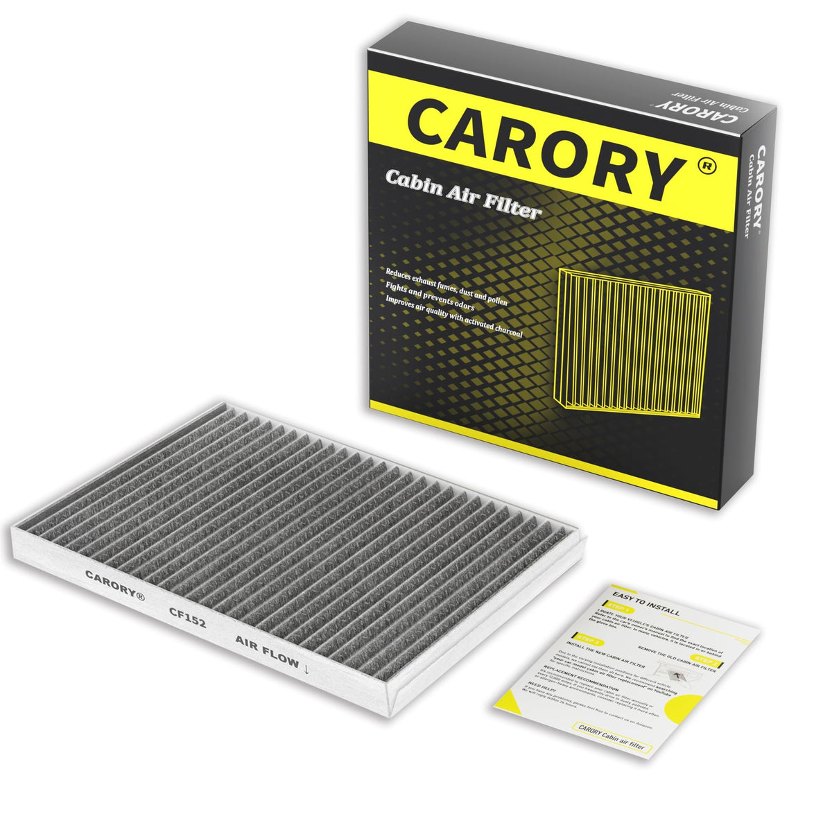 CARORY Cabin Air Filter w/Activated Carbon for Honda Accord 2003–2022, Civic 2006–2015, CR-V 2007–2016, Odyssey 2005–2017, Pilot 2009–2022, Ridgeline 2006–2025, Acura MDX 2007–2020, and More, CF134 Jansha Store