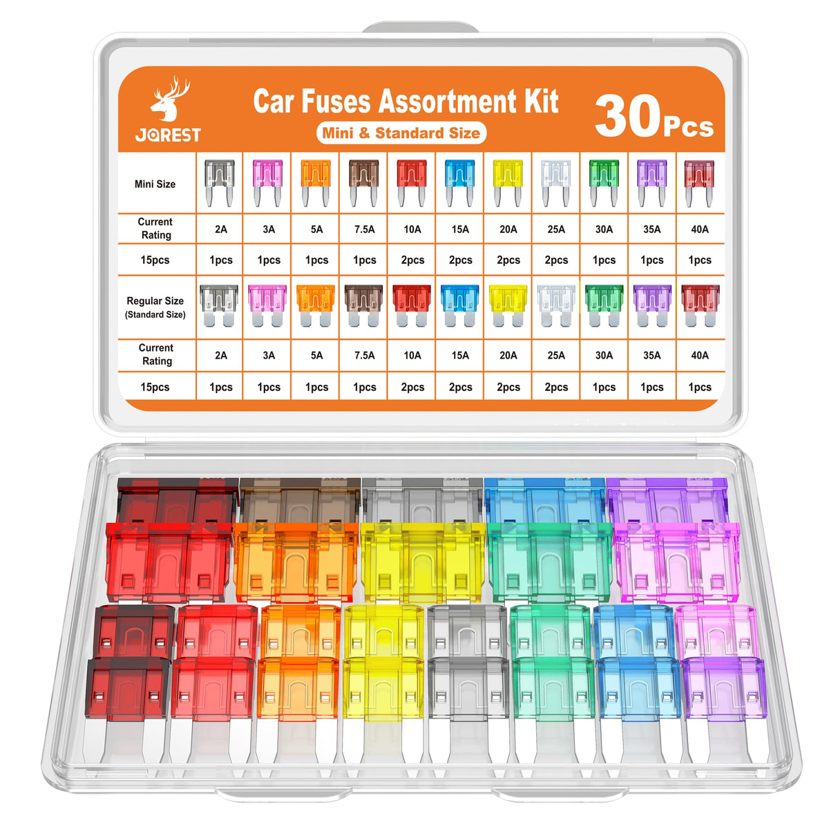 JOREST 300Pcs Car Fuse Assortment Kit, 160 Mini Blade Fuses Automotive + 90 Standard Auto Fuses + 50 Micro + Puller – Replacement for RV Camper Boat Truck (2Amp 3A 5A 7.5A 10A 15A 20A 25A 30A 35A 40A) Jansha Store