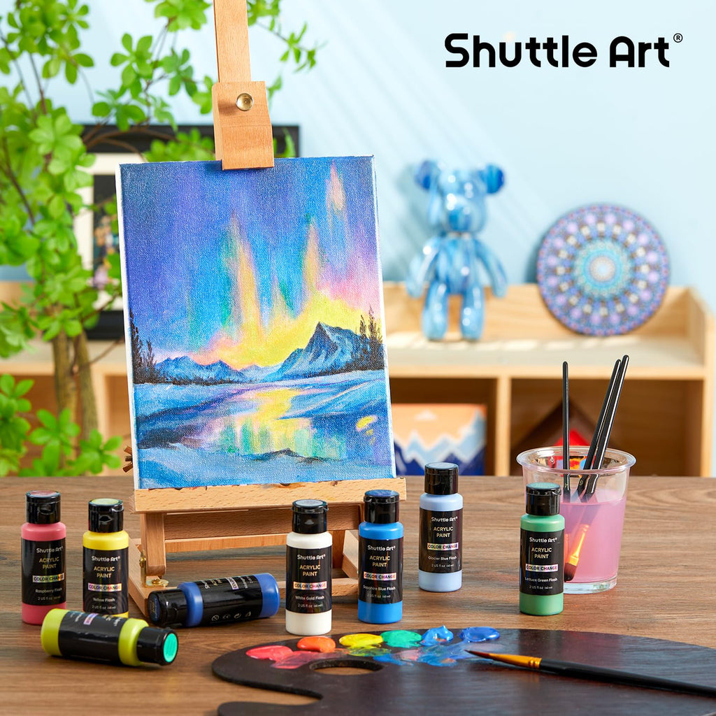 Shuttle Art Acrylic Paint, 36 Colors Acrylic Paint Set with Brushes & Palette, 2oz/60ml Bottles, Rich Pigments Non-toxic for Artists Kids & Adults, Painting on Canvas Rocks Ceramic Wood Jansha Store