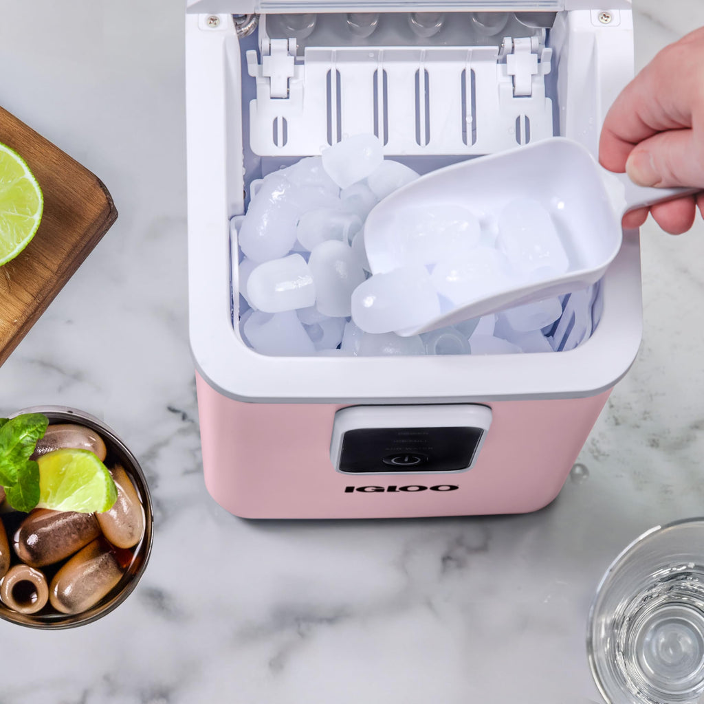 Igloo Premium Self-Cleaning Countertop Ice Maker Machine, Handled Portable Ice Maker, Produces 26 lbs. in 24 hrs. with Ice Cubes Ready in 6-8 Minutes, Comes with Ice Scoop and Basket Jansha Store