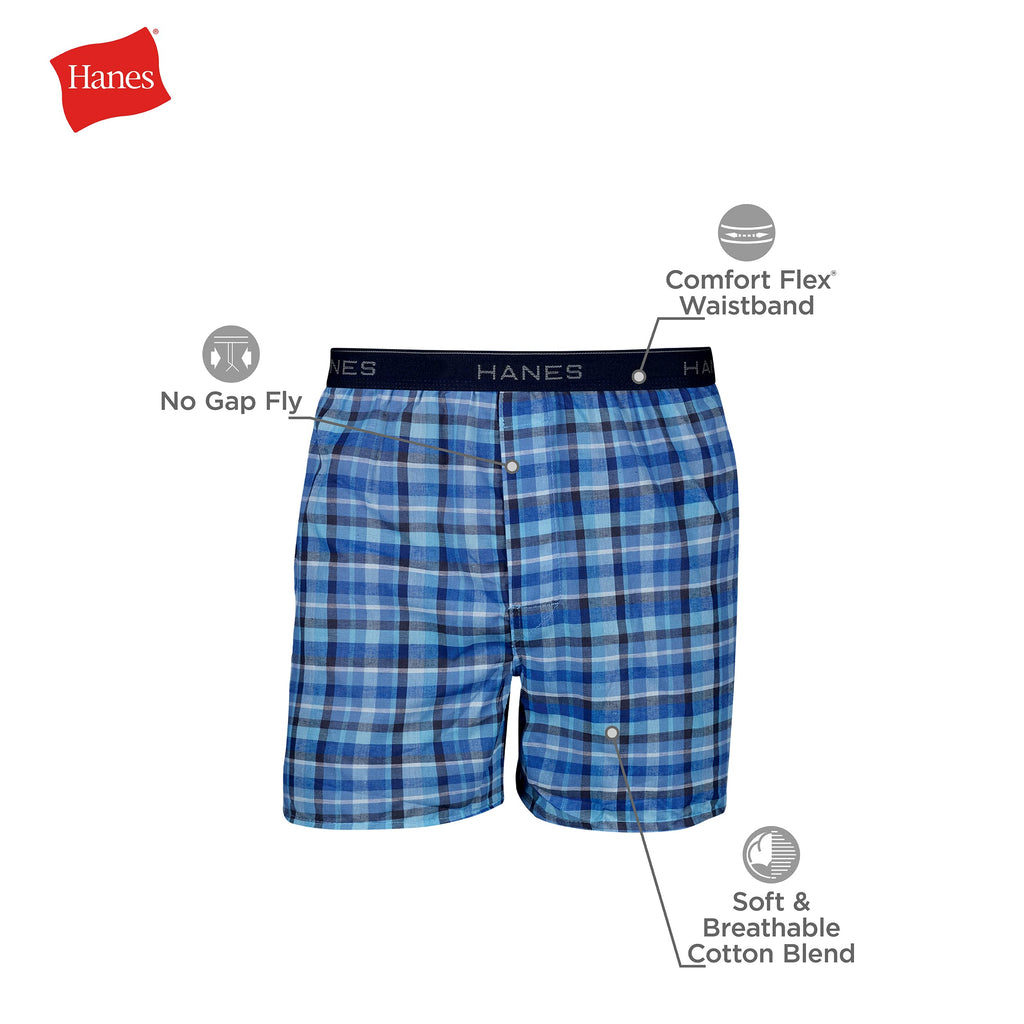 Hanes Men's Underwear Boxers Pack, Cool & Breathable Cotton Underwear, Moisture-Wicking Boxers for Men Jansha Store