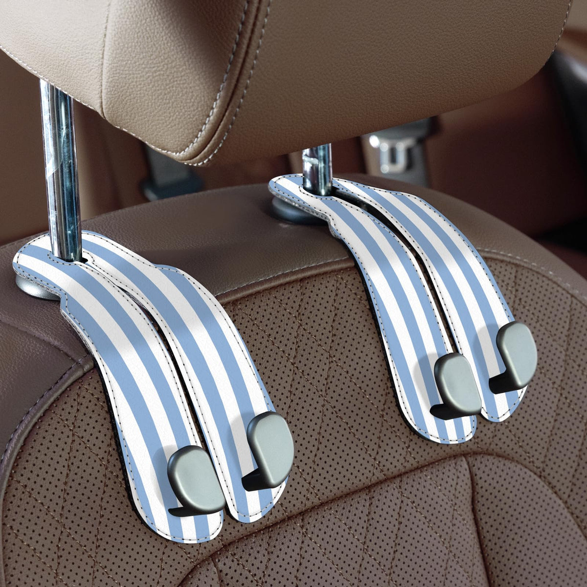 CoBak Purse Hook for Car - Universal Premium Stitched Leather and Aluminum-Magnesium Alloy Double Car Seat Back Storage Hook for Purses, Handbags, Bags (2 Pack),Black Jansha Store