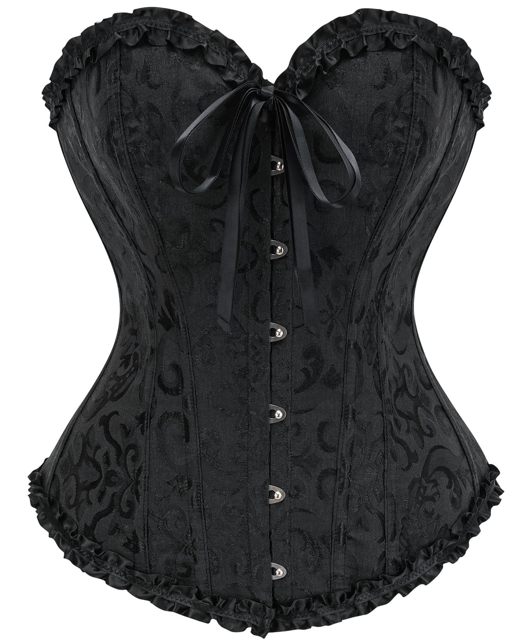Model wearing the 14-bone overbust corset top styled for waist training