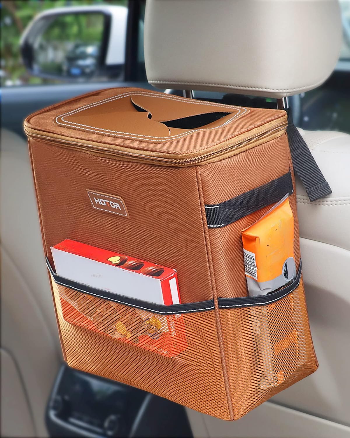 HOTOR Car Trash Can, Leakproof Car Organizer, 2-Gallon, Black Jansha Store