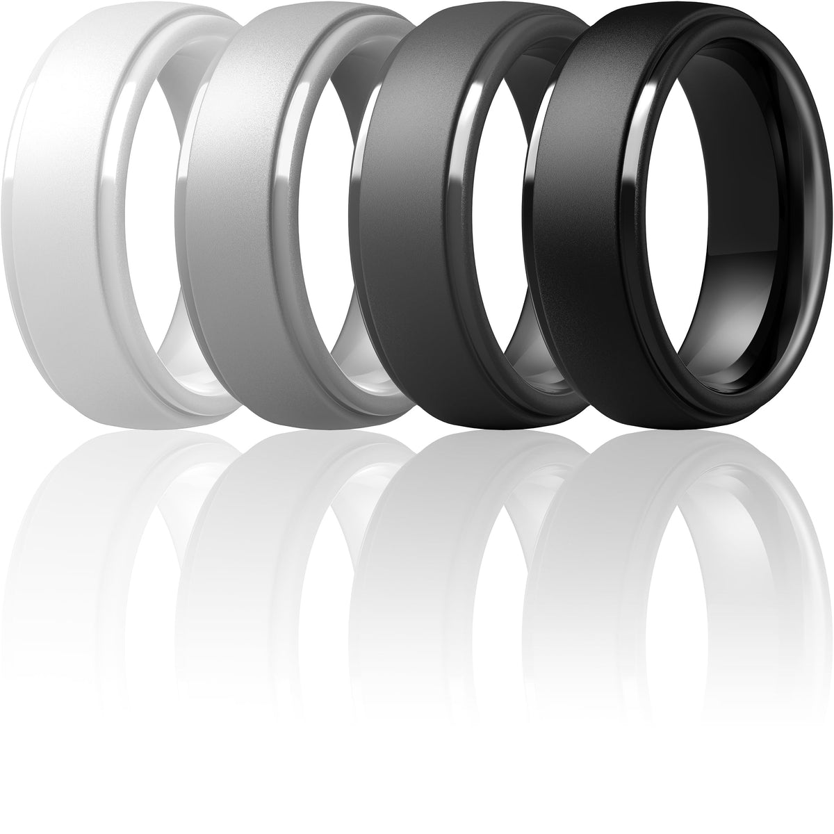 ThunderFit Silicone Rings for Men, Step Edge Rubber Wedding Bands 10mm Wide Jansha Store