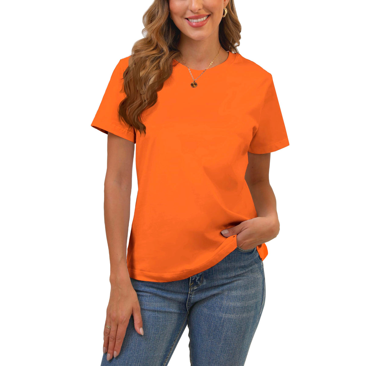 BJY Cotton Basic T Shirts for Women,Crew Neck Short Sleeve Summer Shirts(2XS-3XL, 20+ Color) Jansha Store