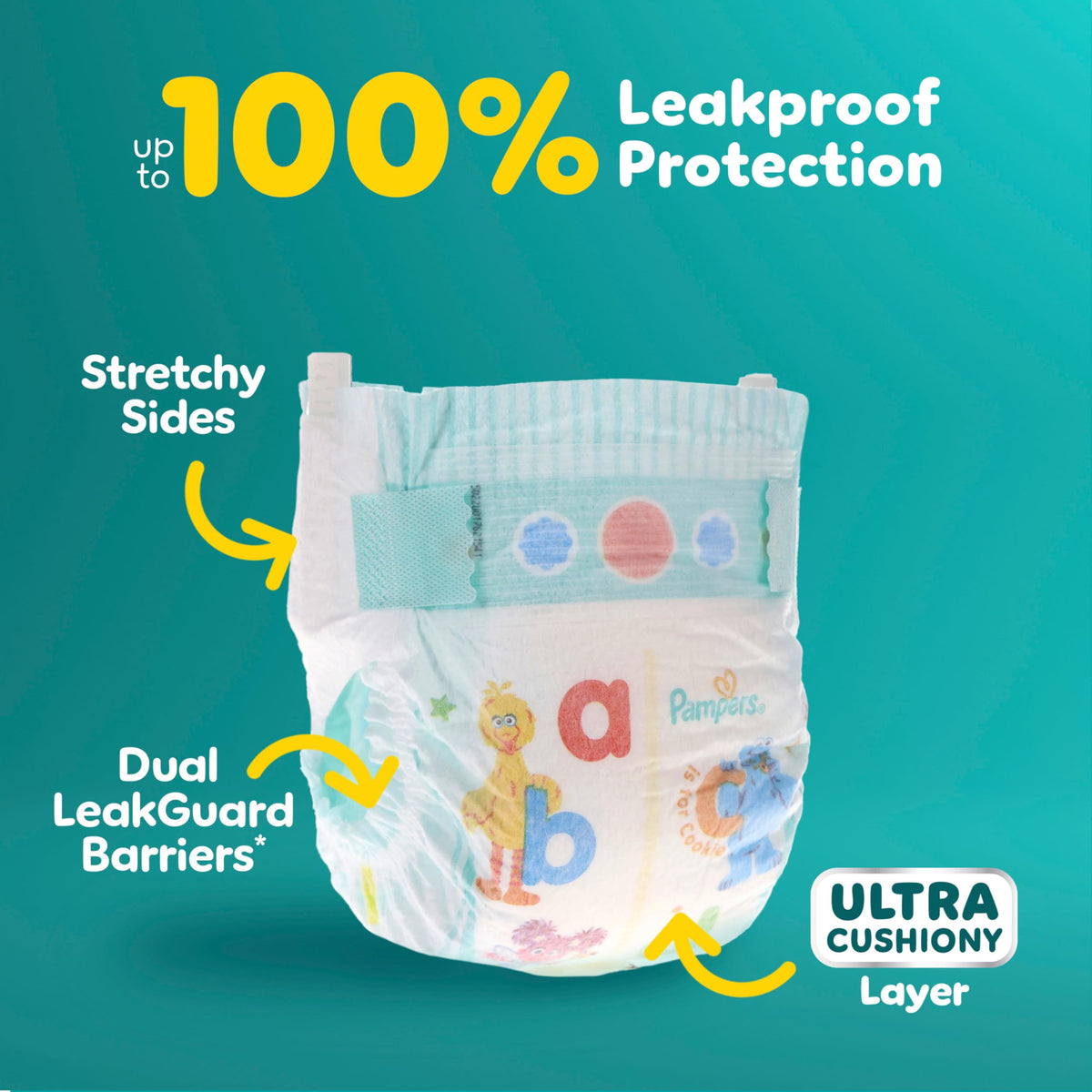 Pampers Baby Dry Ultra Cushiony Diapers, Size 3 (13-26 lbs), 104 Count, Up to 100% Leakproof (Packaging May Vary) Jansha Store