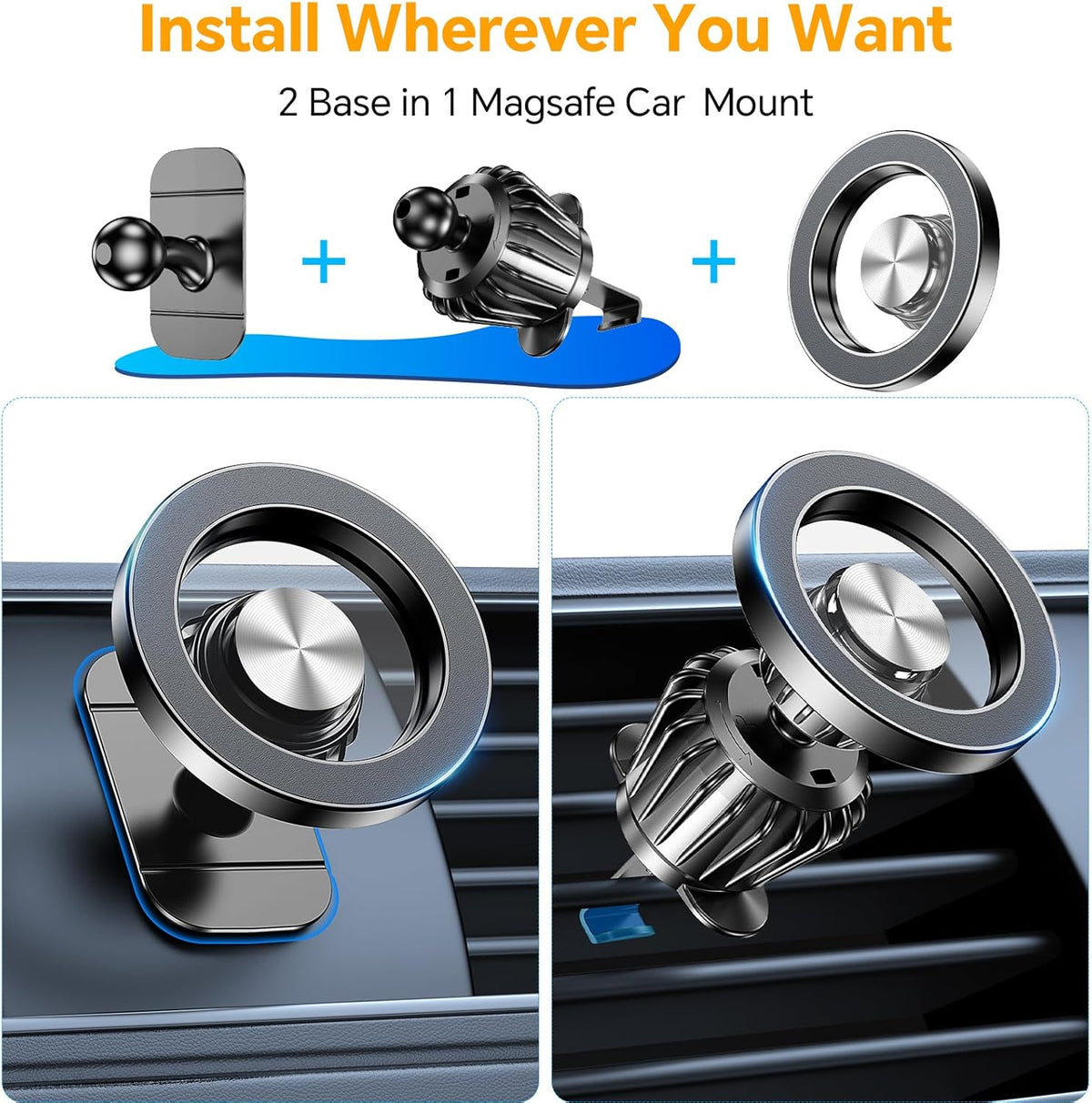 Kaistyle for Magsafe Car Mount【Strong Magnet】 Magnetic Phone Holder for Car Phone Holder Mount Dash Mounted Holders Phone Holders for Your Car Accessories for Women Men for iPhone 18 Pro Max 17 16 15 Jansha Store