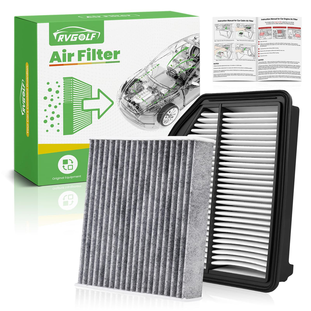 Not for Hybrid, Engine+Cabin Air Filter Fit 2015-2019 Sonata 2.4L (Gas) Jansha Store
