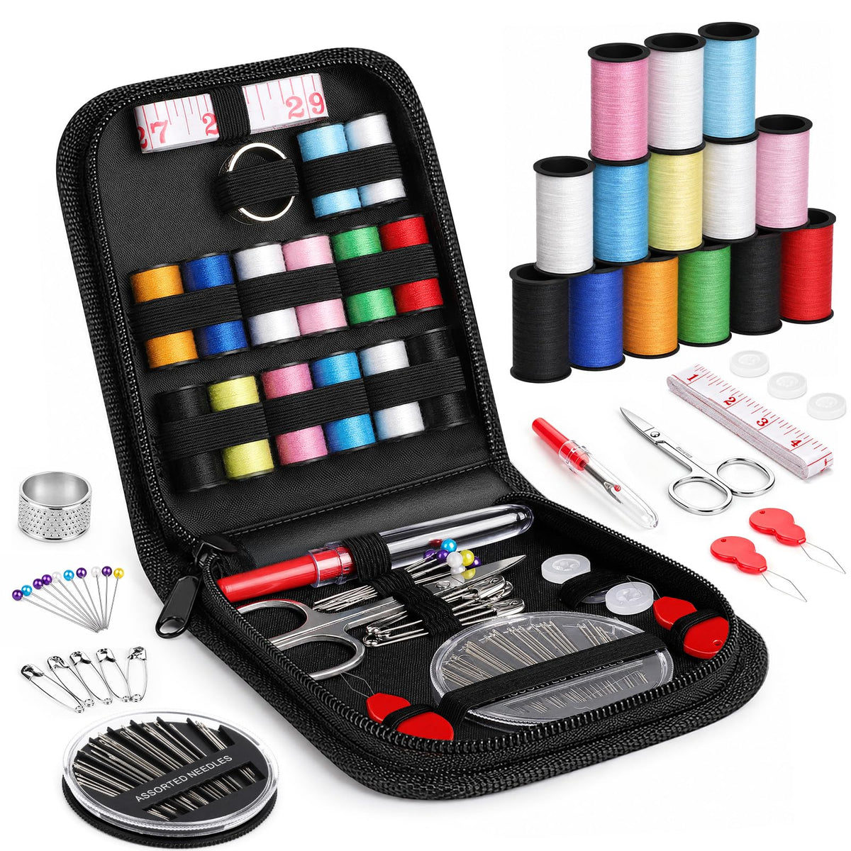 Coquimbo Sewing Kit Gifts for Adults Teen Grils Women Mom Grandma, Portable Sewing Supplies Contains Tape Measure, Scissors, Thimble, Thread, Sewing Needles (Beige, M) Jansha Store