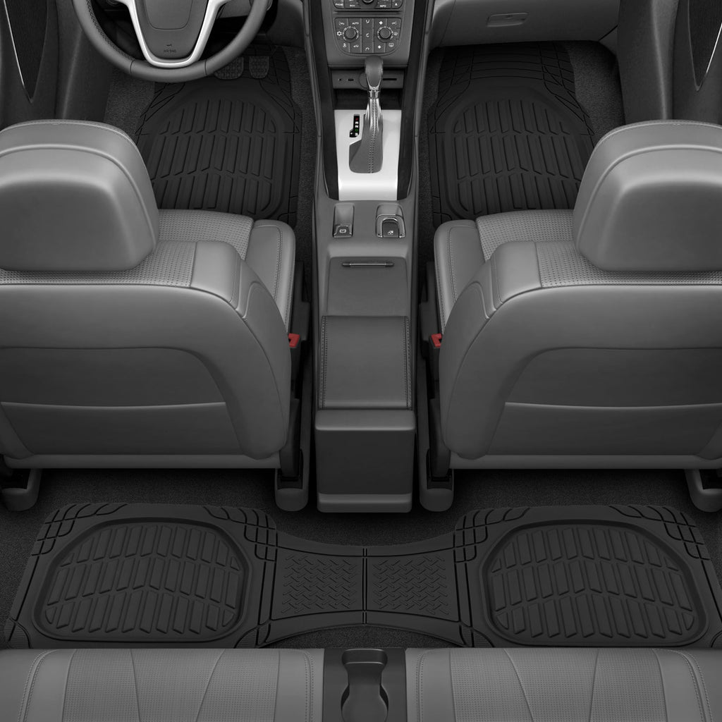 Motor Trend FlexTough Floor Mats for Cars, Black Deep Dish All-Weather Car Mats, Waterproof Trim-to Fit Automotive Floor Mats for Cars Trucks SUV, Universal Floor Liner Car Accessories Jansha Store