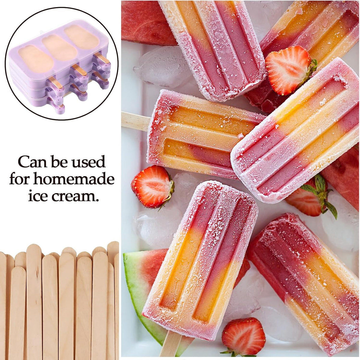 KTOJOY 200 Pcs Craft Sticks Ice Cream Sticks Natural Wood Popsicle Craft Sticks 4.5 inch Length Treat Sticks Ice Pop Sticks for DIY Crafts Jansha Store