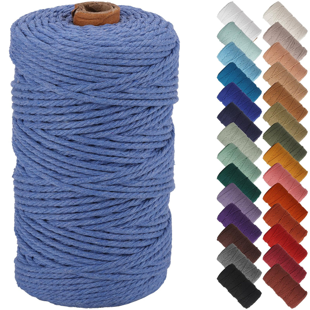 NOANTA Baby Blue Macrame Cord 3mm x 109yards, Cotton Rope Macrame Yarn Jansha Store