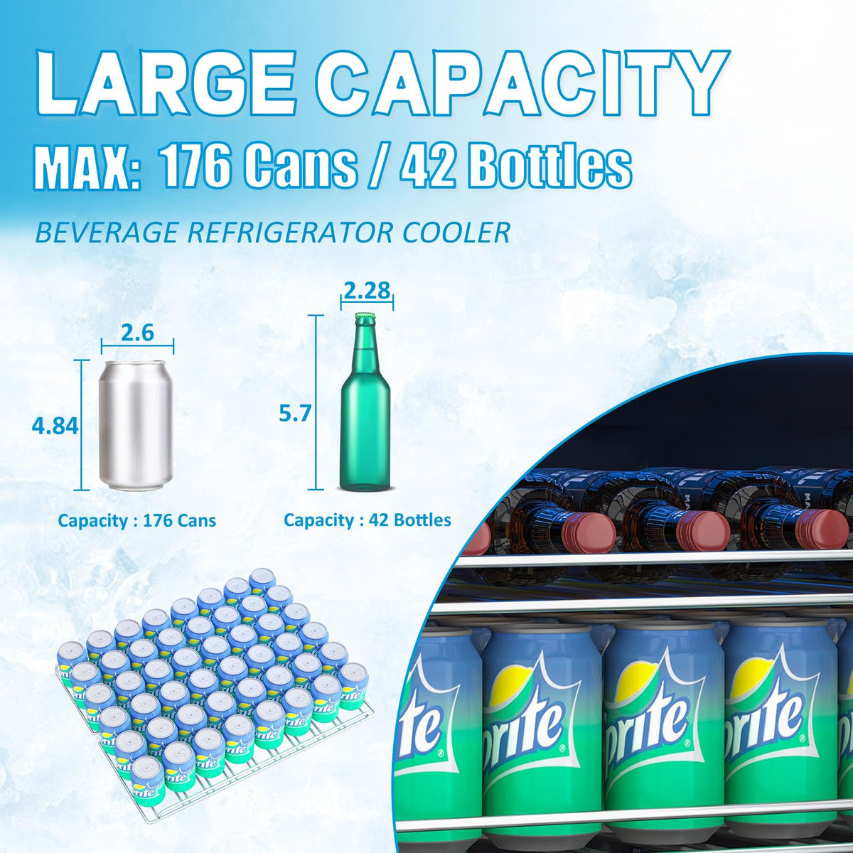 DOGHLY 1.7 Cu.ft Mini Fridge Glass Door, 72 Cans Beverage Refrigerator Jansha Store