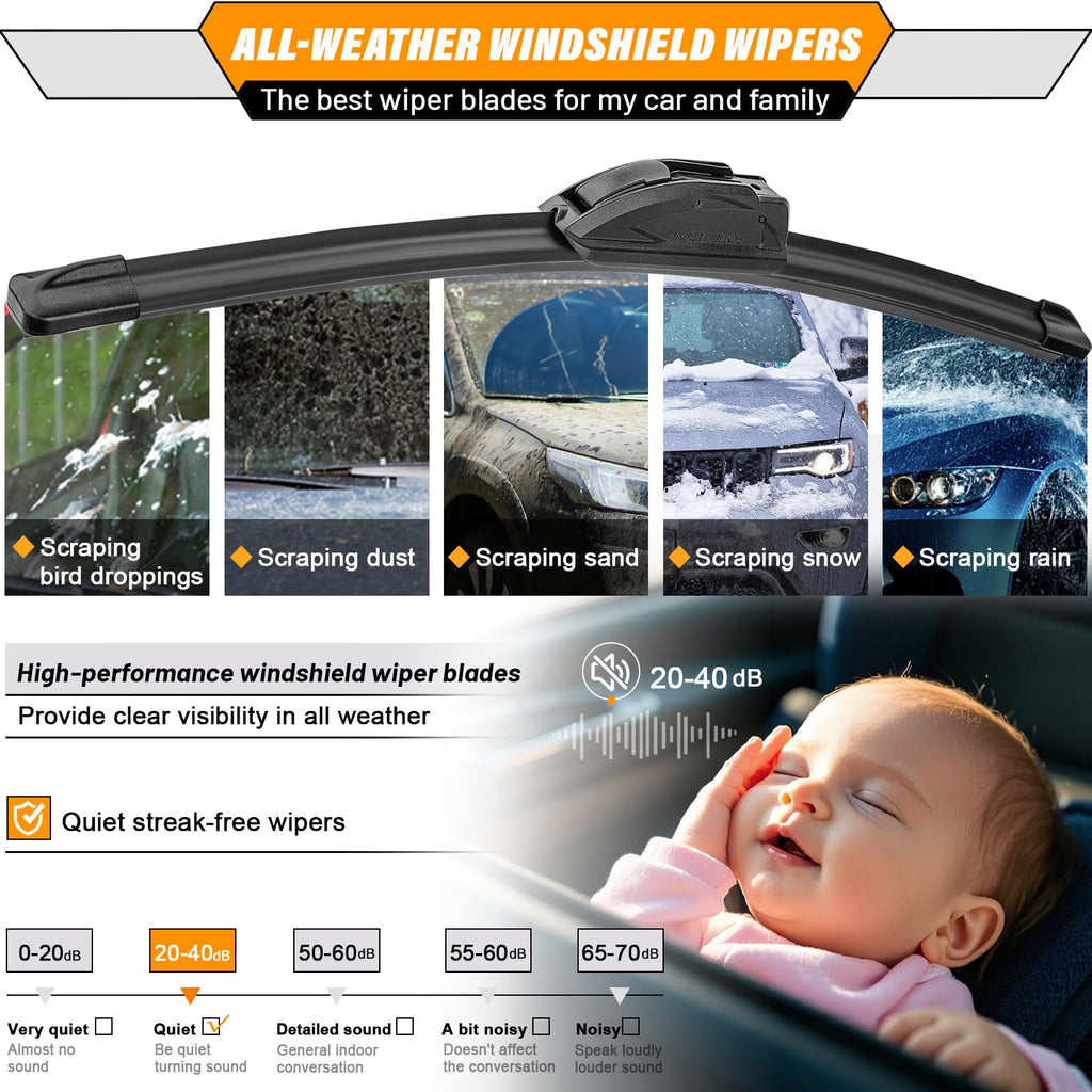 AUTOBOO Windshield Wiper Blade Replacement for Toyota RAV4 Mazda 5 Jansha Store