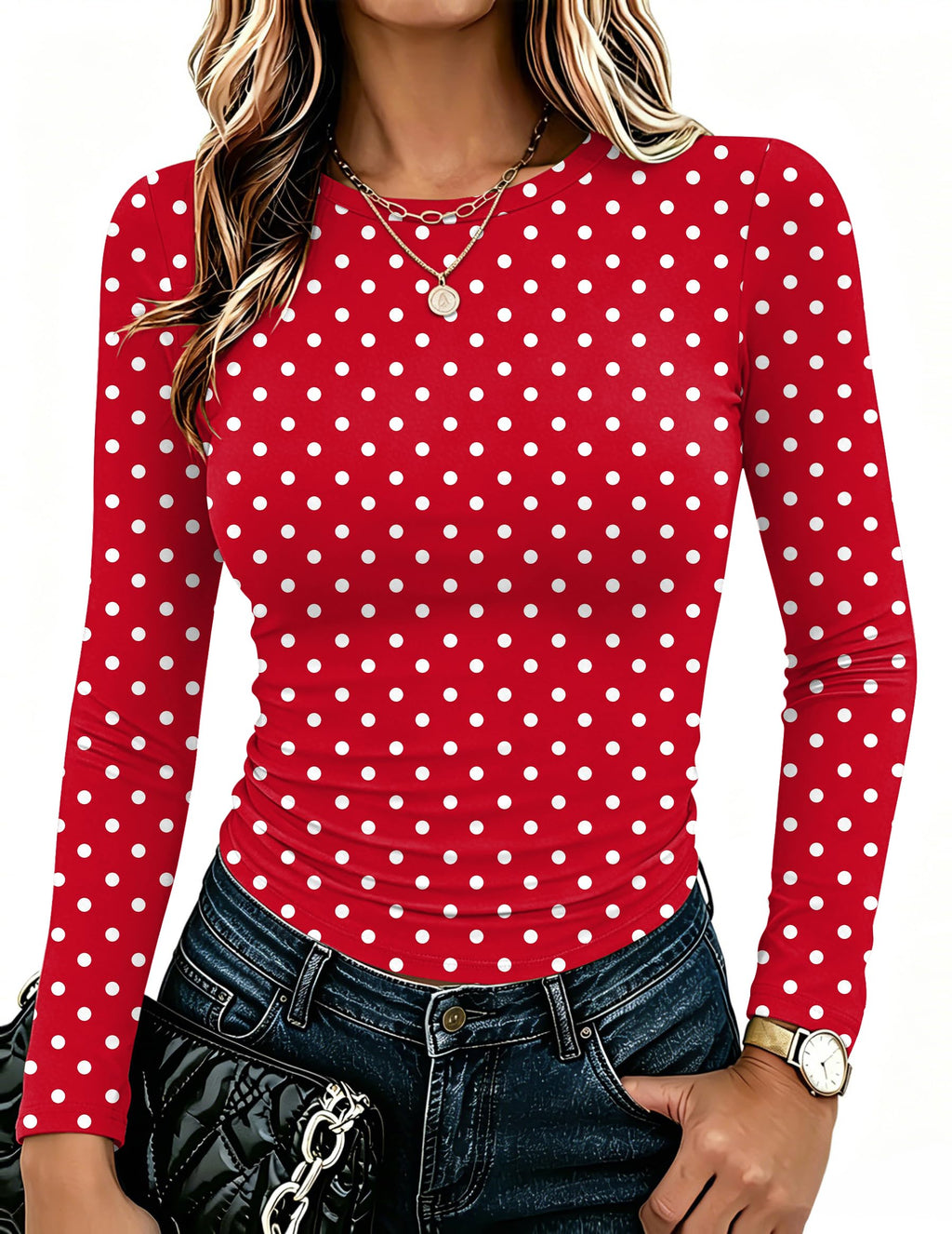 Zeagoo Women Long Sleeve Shirts Slim Fit Going Out Tops Crewneck Basic Tee Jansha Store