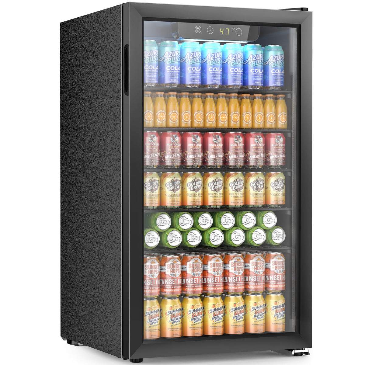 Electactic Wine Cooler 37 Bottle Freestanding Fridge with Stainless Steel Reversible Glass Door, 145 Can Beverage Refrigerator Quiet Compressor for Home Kitchen Bar, 4.5 Cu.ft Silver Jansha Store
