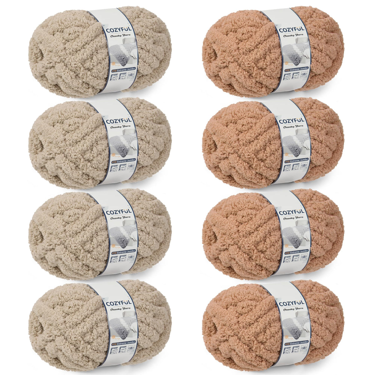 Cozyful Chunky Yarn for Hand Knitting - #10 Chunky Chenille Yarn, Jumbo Big Thick Chunky Yarns for Crocheting, Super Bulky Chunky Knit Blanket Yarns, 8 Skein (22 yds 8 oz Each Skein), Soft Sage Green Jansha Store