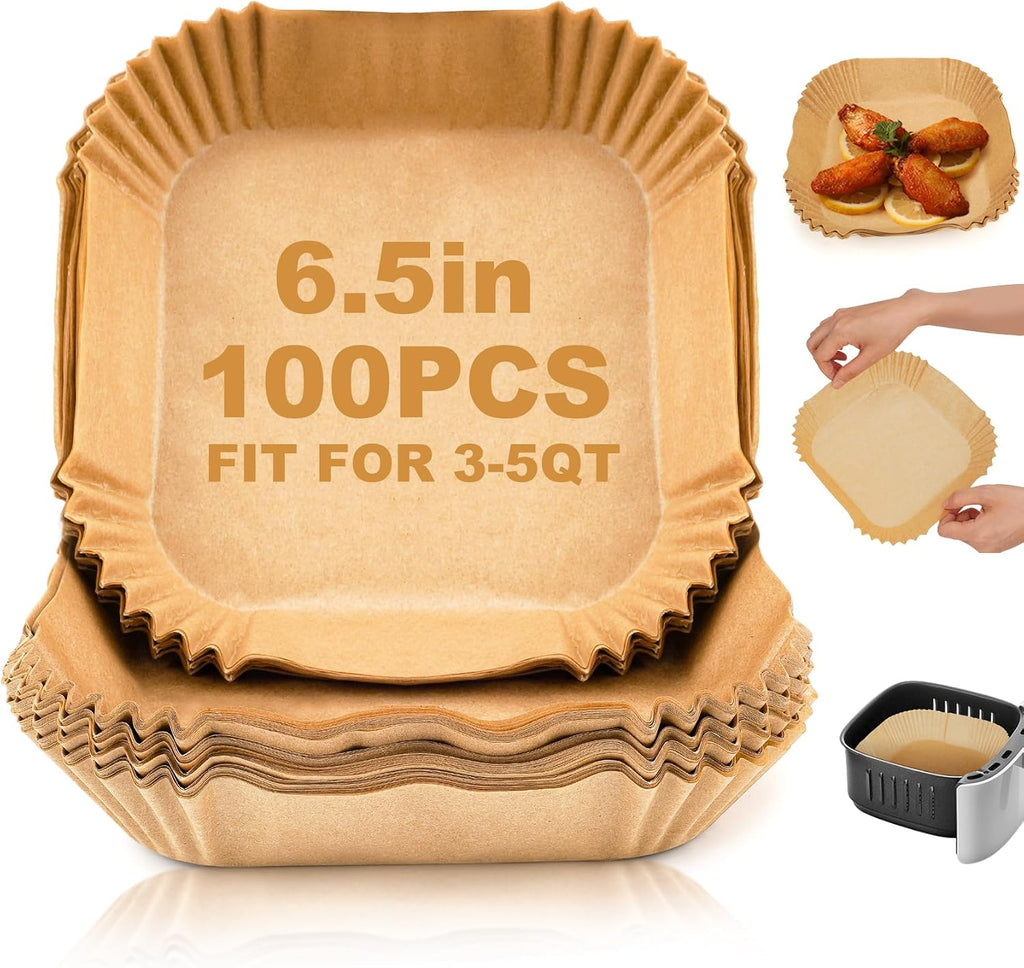 Air Fryer Liners Disposable, 100Pcs Parchment Paper 6.5" Square for 3-5QT Jansha Store