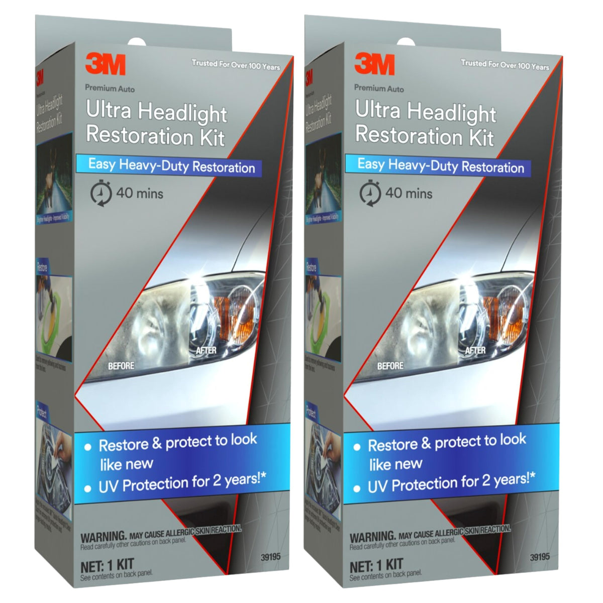 3M Ultra Headlight Restoration Kit, Contains Masking Tape, Light Sanding Discs, Wax Protectant and More, Use on Plastic Lenses Headlights, Taillights and More, Easy Heavy-Duty Restoration (39195) Jansha Store