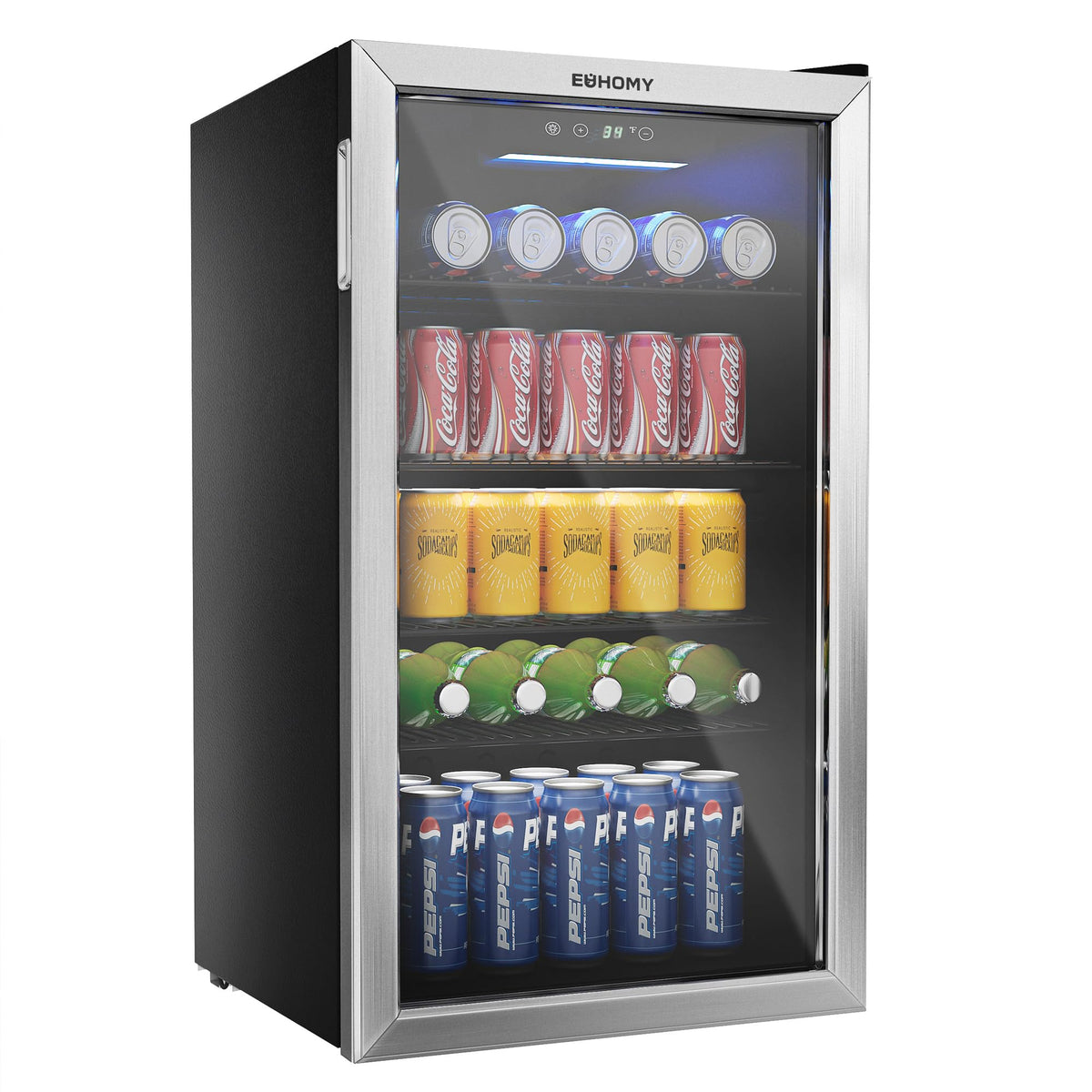EUHOMY 130 Can Mini Fridge, Beverage Refrigerator with Glass Door, Black Jansha Store