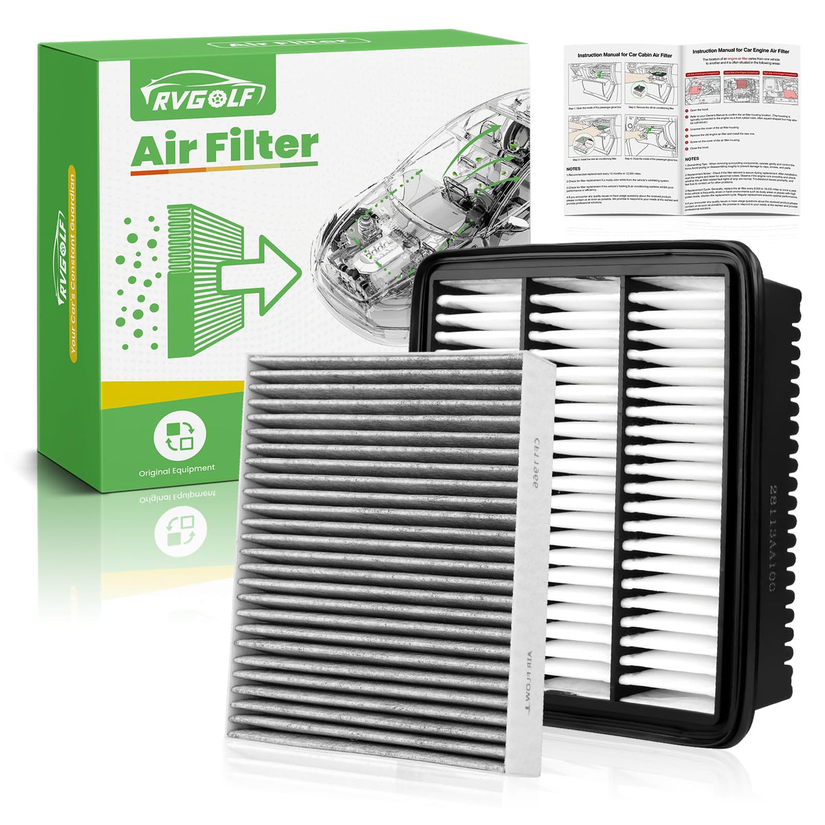 Not for Hybrid, Engine+Cabin Air Filter Fit 2015-2019 Sonata 2.4L (Gas) Jansha Store