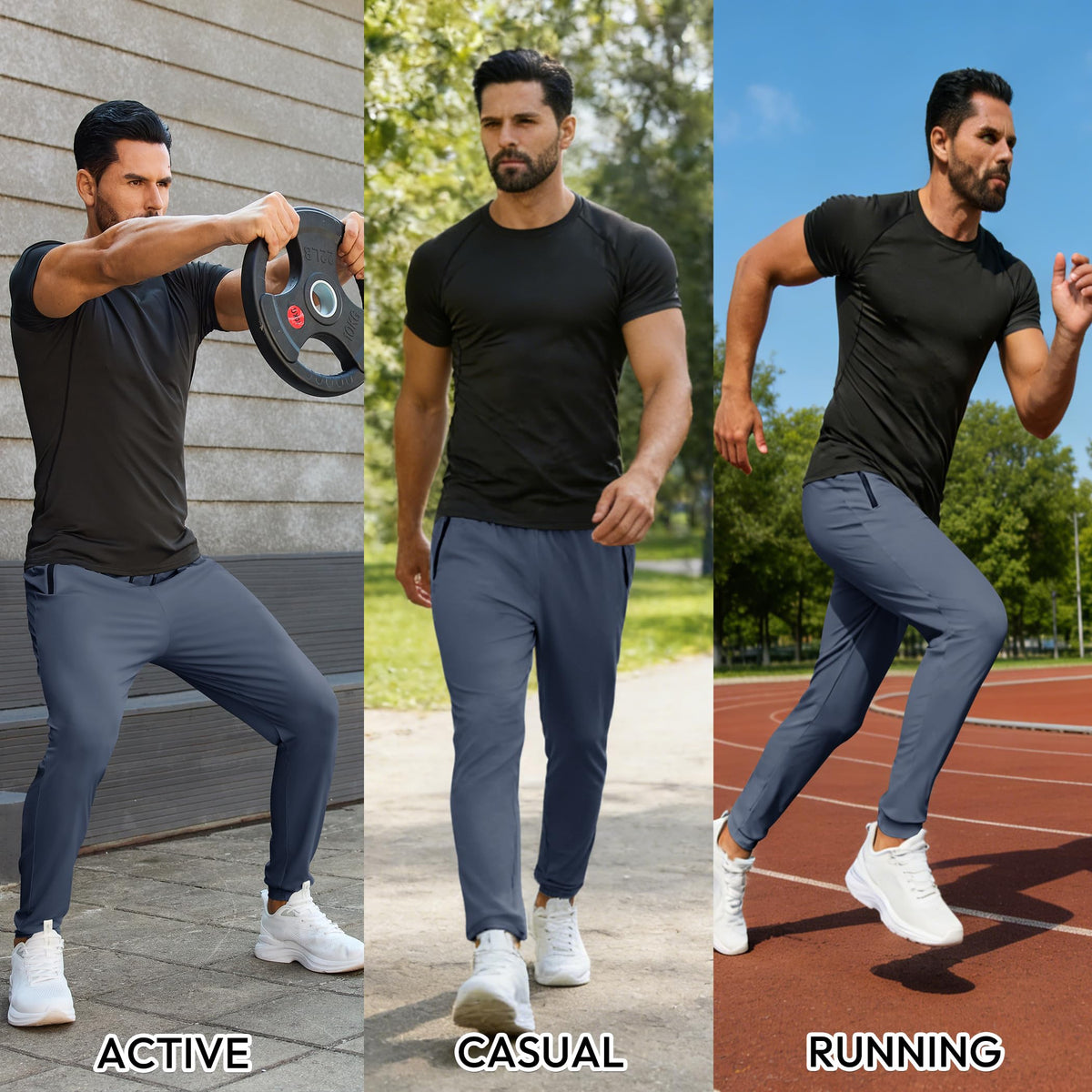 Mens Sweatpants with Zipper Pockets Lightweight Athletic Joggers for Workout Running Gym Track Casual Wear Jansha Store