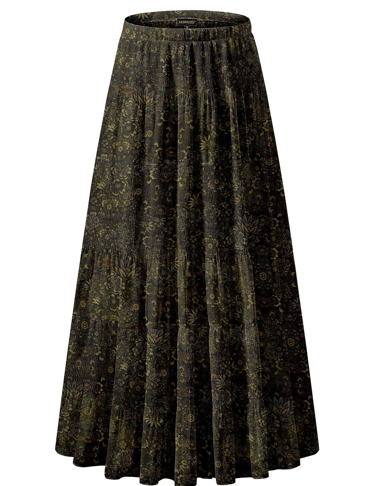 NASHALYLY Women's Chiffon Elastic High Waist Pleated A-Line Maxi Skirts Jansha Store
