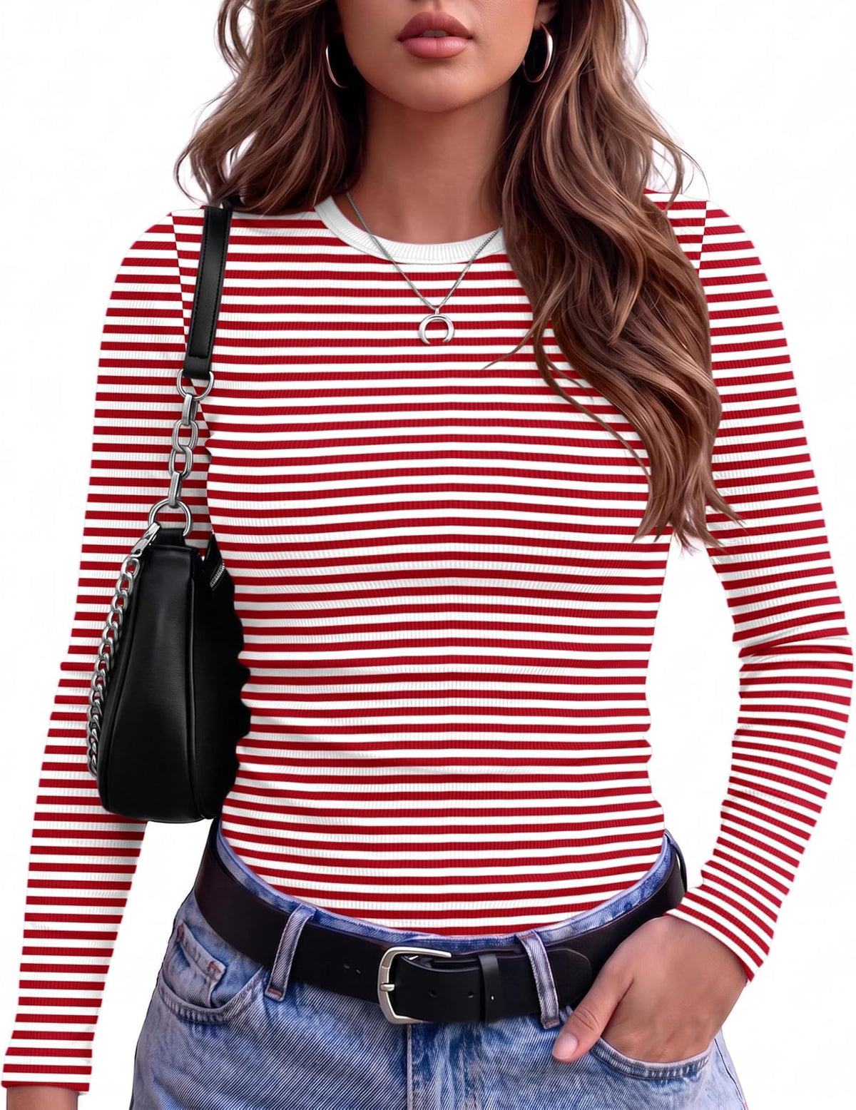 Zeagoo Women Long Sleeve Shirts Ribbed Tops Crewneck Basic Tee Jansha Store