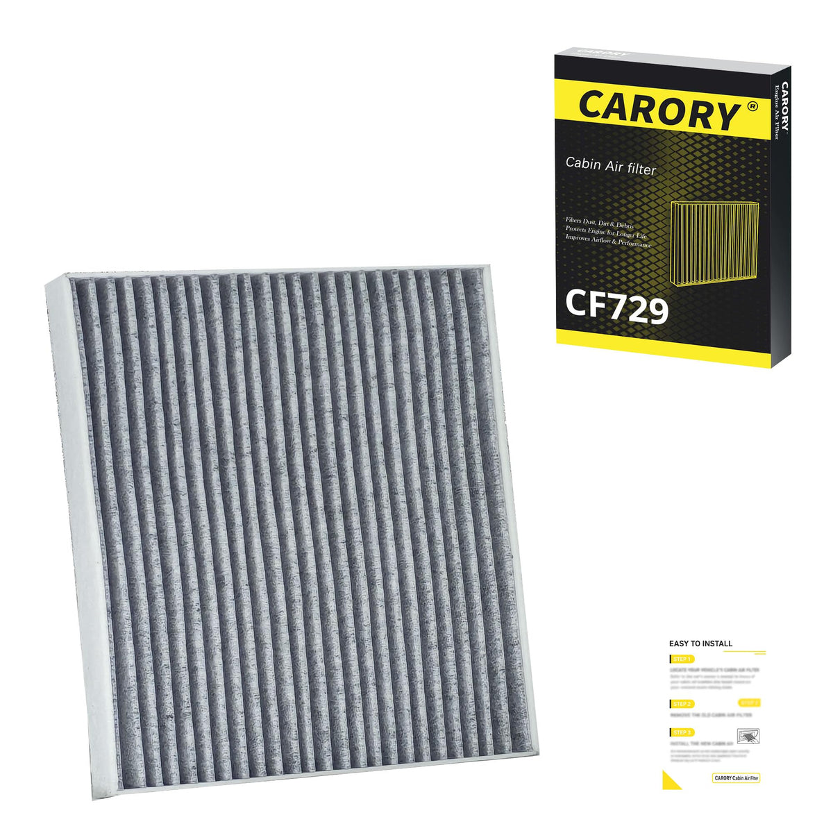 CARORY Cabin Air Filter w/Activated Carbon for Honda Accord 2003–2022, Civic 2006–2015, CR-V 2007–2016, Odyssey 2005–2017, Pilot 2009–2022, Ridgeline 2006–2025, Acura MDX 2007–2020, and More, CF134 Jansha Store