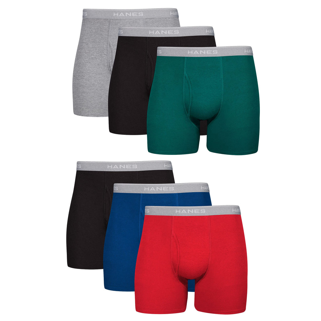 Close-up of the cotton boxer briefs waistband and no-ride-up leg design