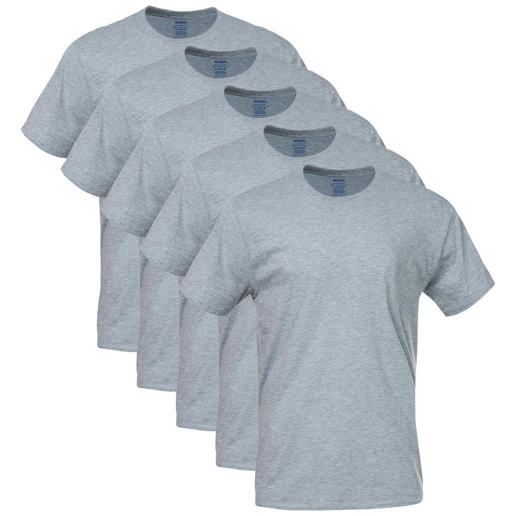 Men's crew neck T-shirt in sand beige cotton, front view with ribbed neckline