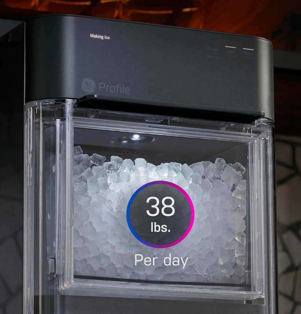 GE Profile Opal Ultra, Countertop Nugget Ice Maker, 1 Gal XL Side Tank, *Amazon Exclusive*, 38 lbs/Day, Pebble Pellet Crushed Ice Machine, WiFi Black Stainless Steel Jansha Store
