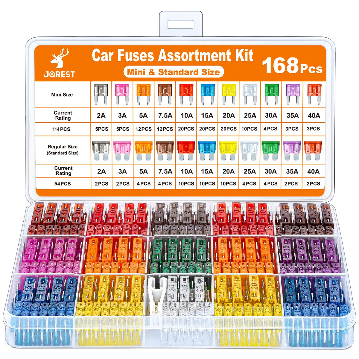 JOREST 300Pcs Car Fuse Assortment Kit, 160 Mini Blade Fuses Automotive + 90 Standard Auto Fuses + 50 Micro + Puller – Replacement for RV Camper Boat Truck (2Amp 3A 5A 7.5A 10A 15A 20A 25A 30A 35A 40A) Jansha Store