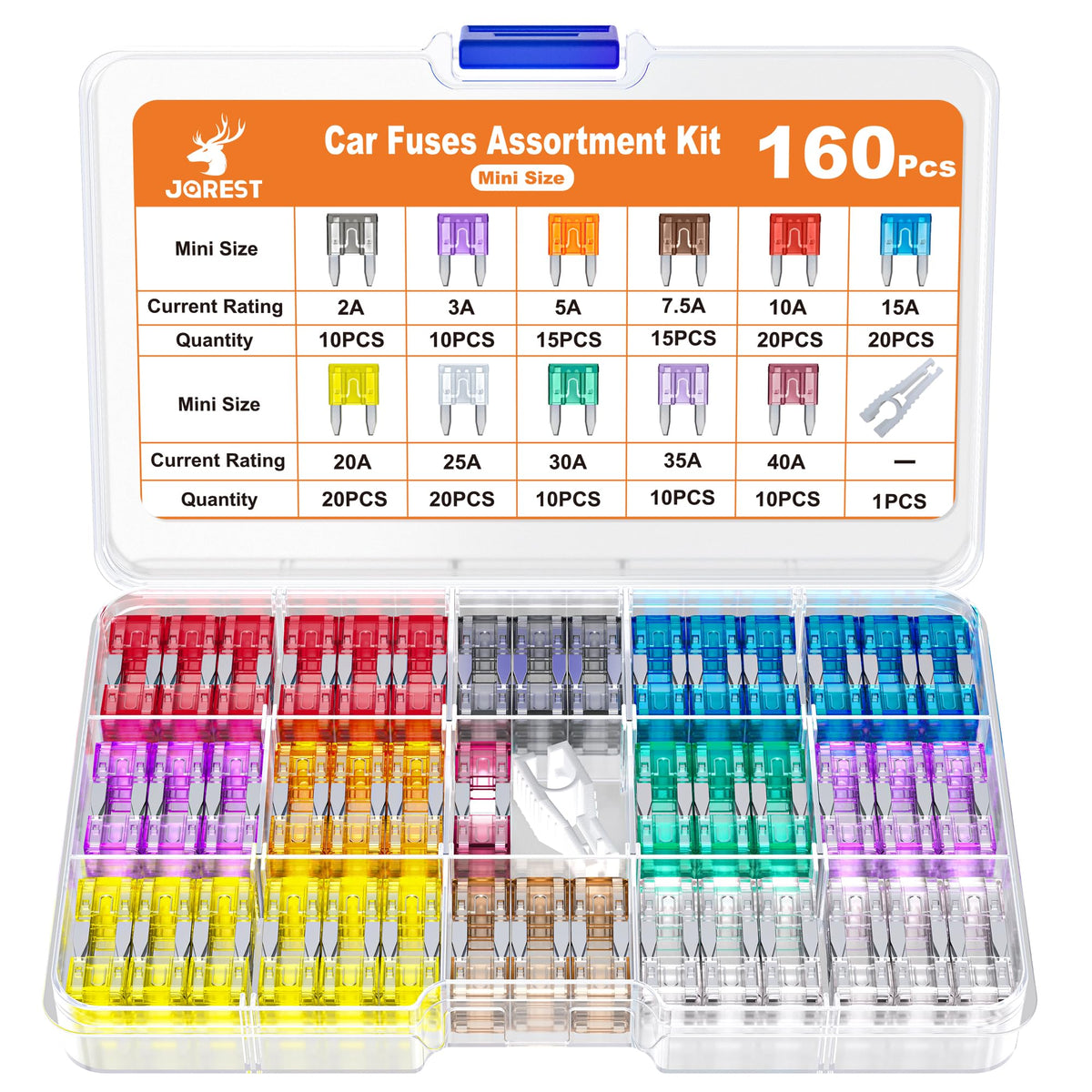 JOREST 300Pcs Car Fuse Assortment Kit, 160 Mini Blade Fuses Automotive + 90 Standard Auto Fuses + 50 Micro + Puller – Replacement for RV Camper Boat Truck (2Amp 3A 5A 7.5A 10A 15A 20A 25A 30A 35A 40A) Jansha Store
