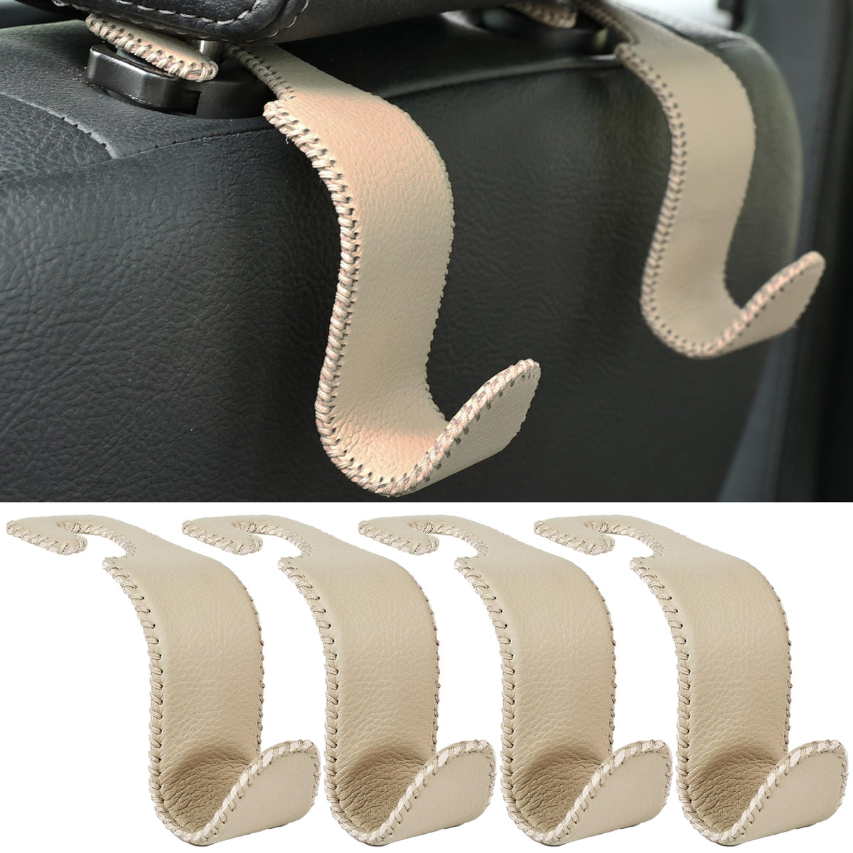4-Pack Car Headrest Hooks Holds 55lbs Seat Storage Organizer for Bags Jansha Store
