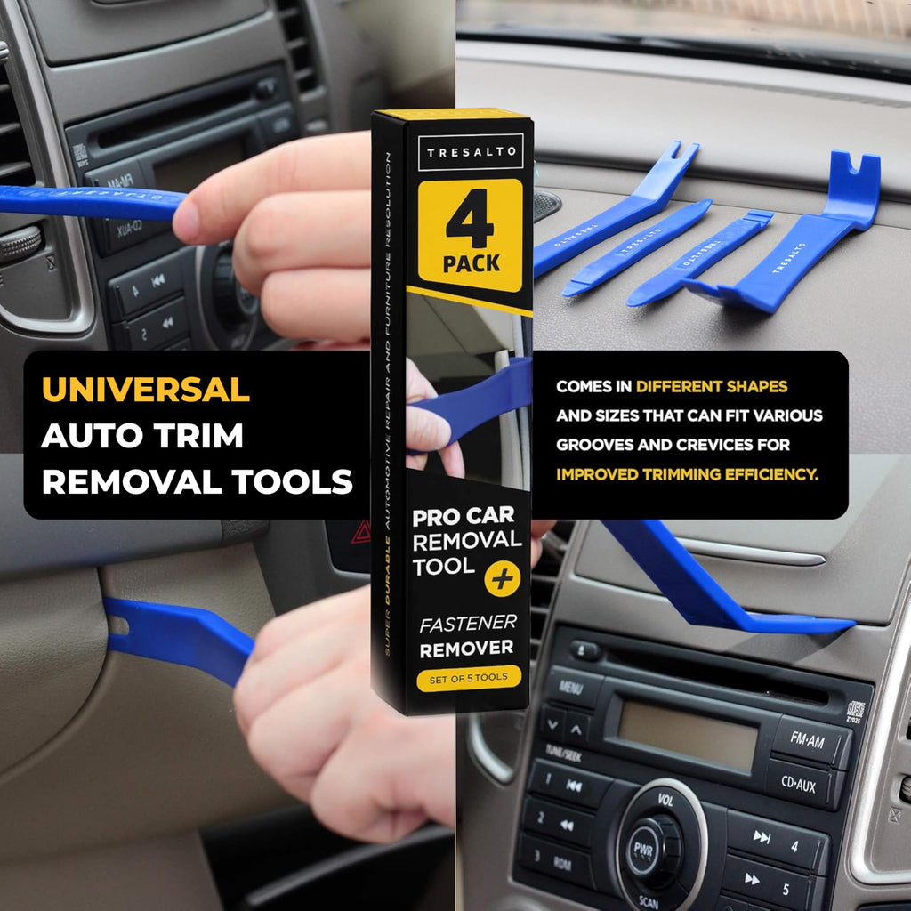 Tresalto Auto Trim Removal Tool Kit - 5 Piece set for Dash, Door Panel, Clip Remover - Scratch-Resist Nylon Pry Tools for Interior Car Trims Work - Panel Prying Tools Included - Blue Jansha Store