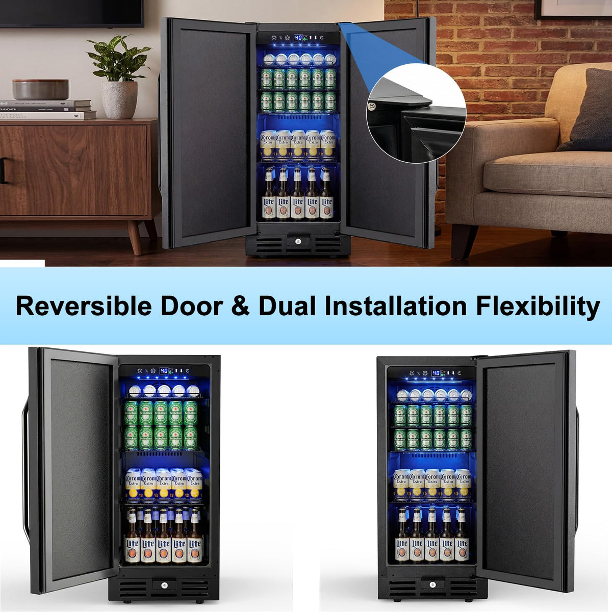 24 Inch Upgraded Dual Zone Wine and Beverage Refrigerator Cooler Jansha Store
