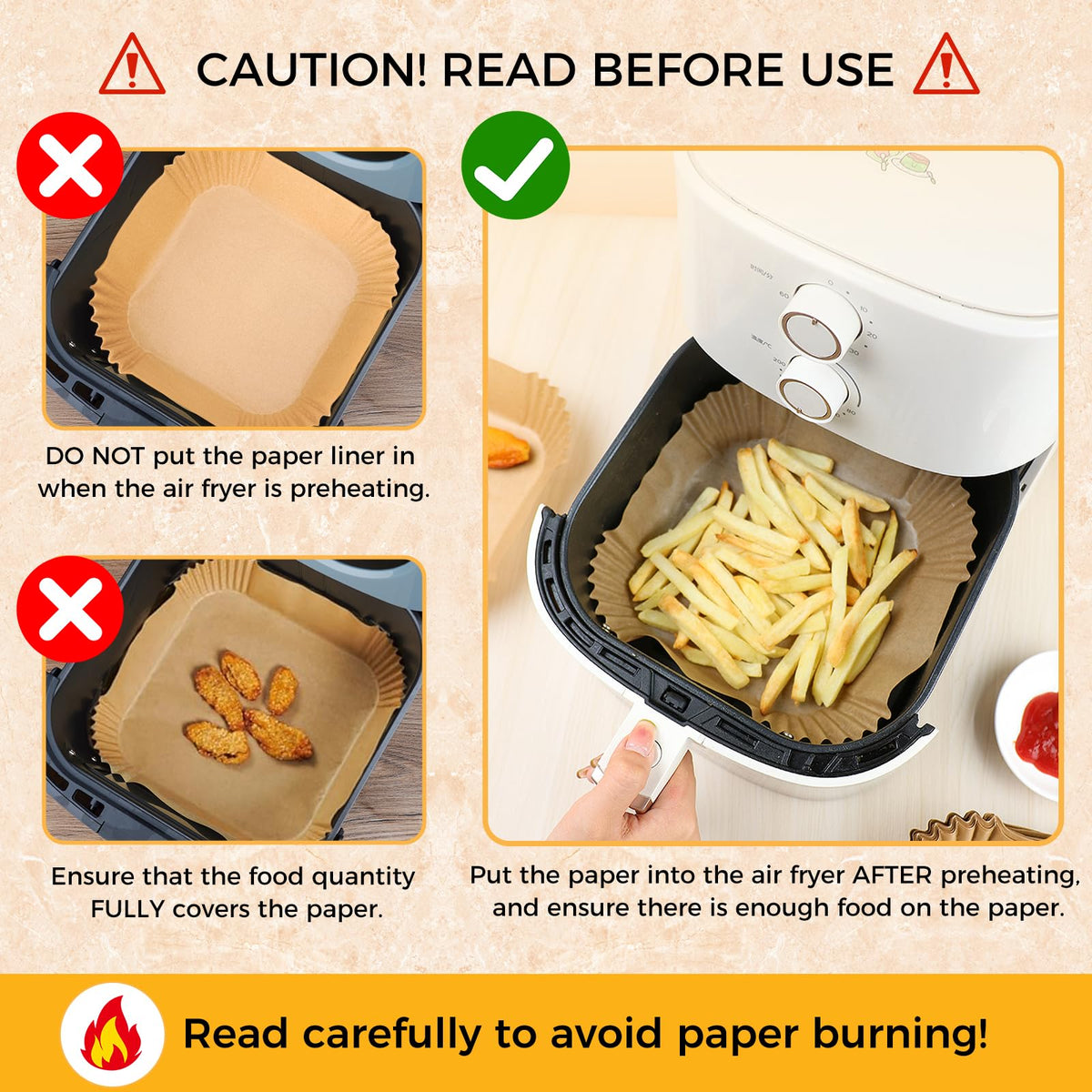 Air Fryer Liners Disposable, 100Pcs Parchment Paper 6.5" Square for 3-5QT Jansha Store