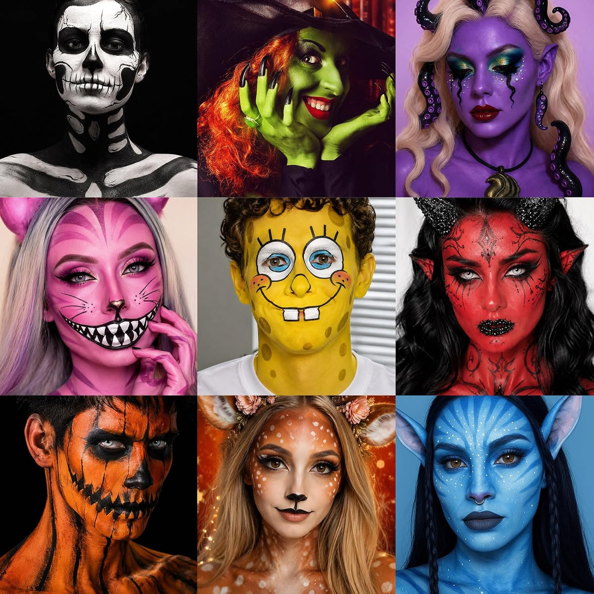 UCANBE Athena Basic Face Body Paint Oil Palette, 12 Color Large Black White Professional Face Painting Makeup Kit, Facepaint Pallet for Halloween SFX Party Art Stage Costume Cosplay Clown Goth Make Up Jansha Store