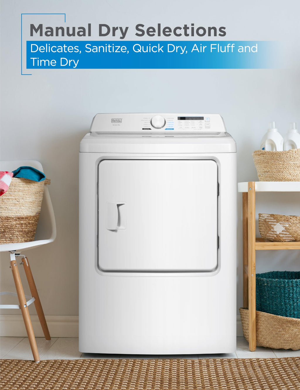 BLACK+DECKER 2.65 Cu. Ft. Portable Dryer, 8.8 lb. Capacity, BCED26, White Jansha Store