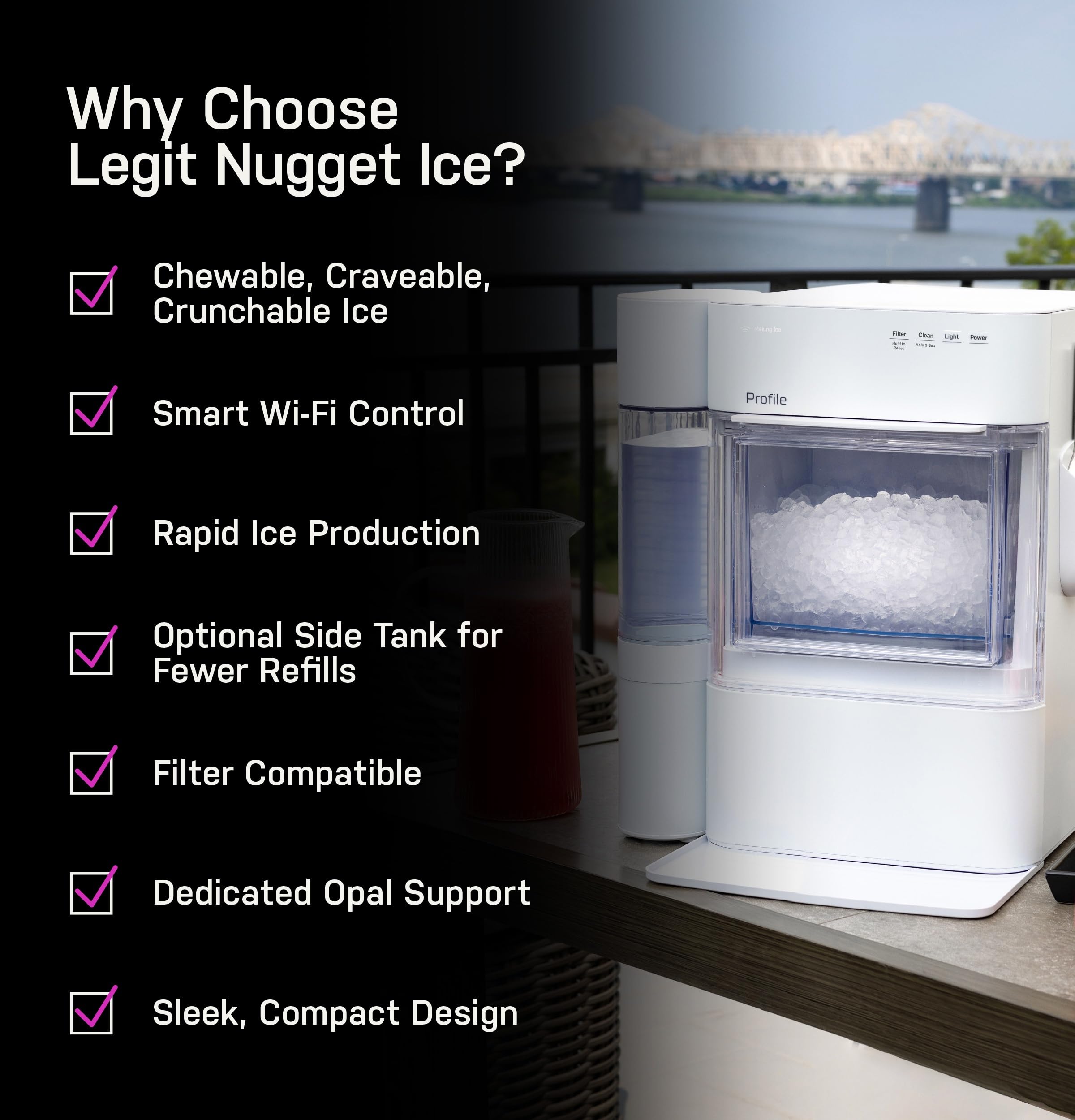 GE Profile Opal 2.0 Ultra Nugget Ice Maker with .75 Gallon Side Tank and Scale Inhibiting Filter, Scoop Included, 38 lbs in 24 Hours, Pellet Ice Machine with WiFi & Smart Connected, Black Jansha Store