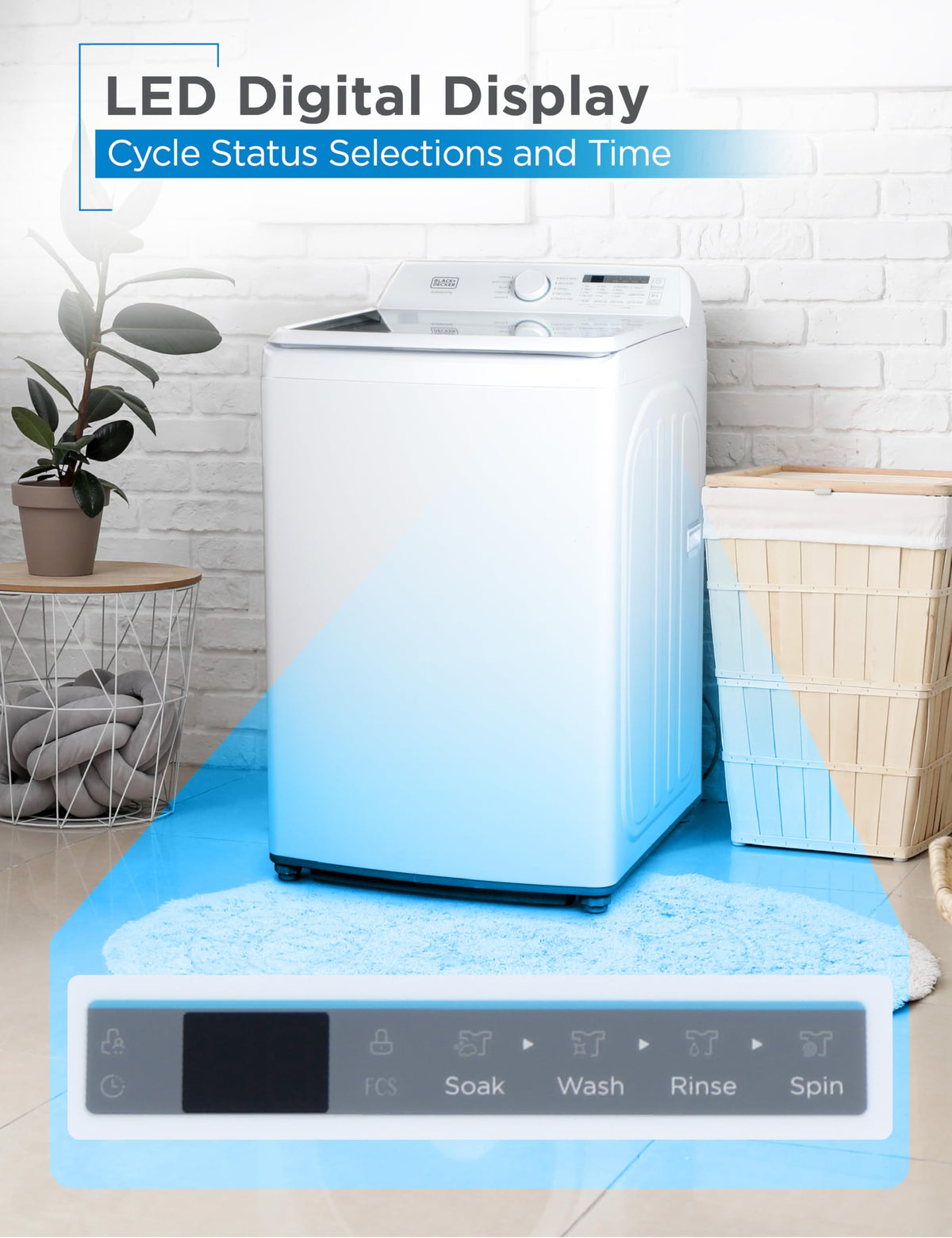 BLACK+DECKER 1.7 Cu. Ft. Portable Washer, 11 lb. Capacity, BPWM16W, White Jansha Store