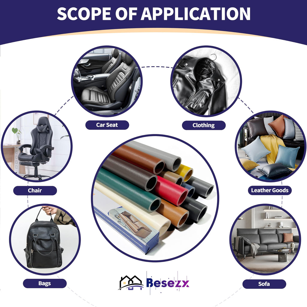 Besezx Leather Repair Patch Tape Kit, Self Adhesive Leather Repair for Furniture, Couch, Sofa, Car Seats,Office Chair,Vinyl Repair Kit.4.8inx60in Jansha Store