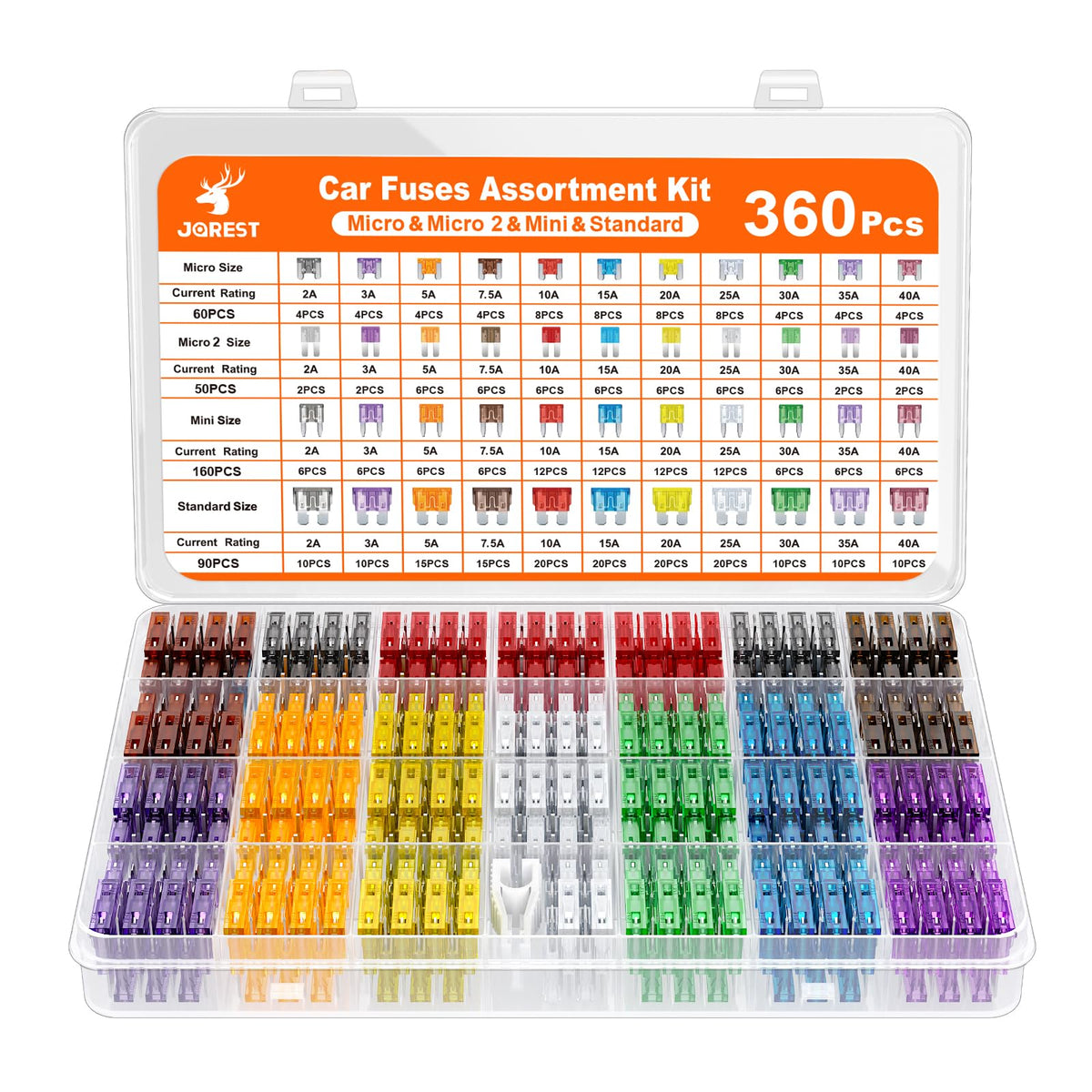 JOREST 300Pcs Car Fuse Assortment Kit, 160 Mini Blade Fuses Automotive + 90 Standard Auto Fuses + 50 Micro + Puller – Replacement for RV Camper Boat Truck (2Amp 3A 5A 7.5A 10A 15A 20A 25A 30A 35A 40A) Jansha Store