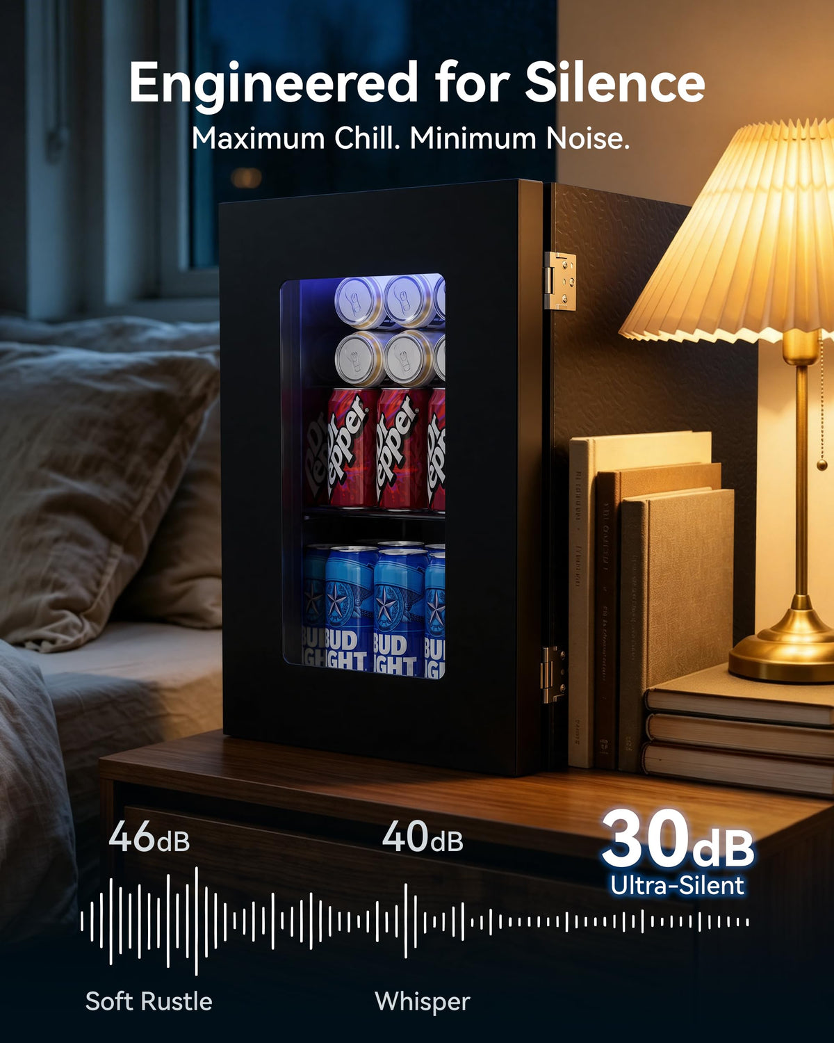 3.2 Cuft Beverage Fridge, 128 Can Mini Fridge, Glass Door, 35–65°F, Black Jansha Store