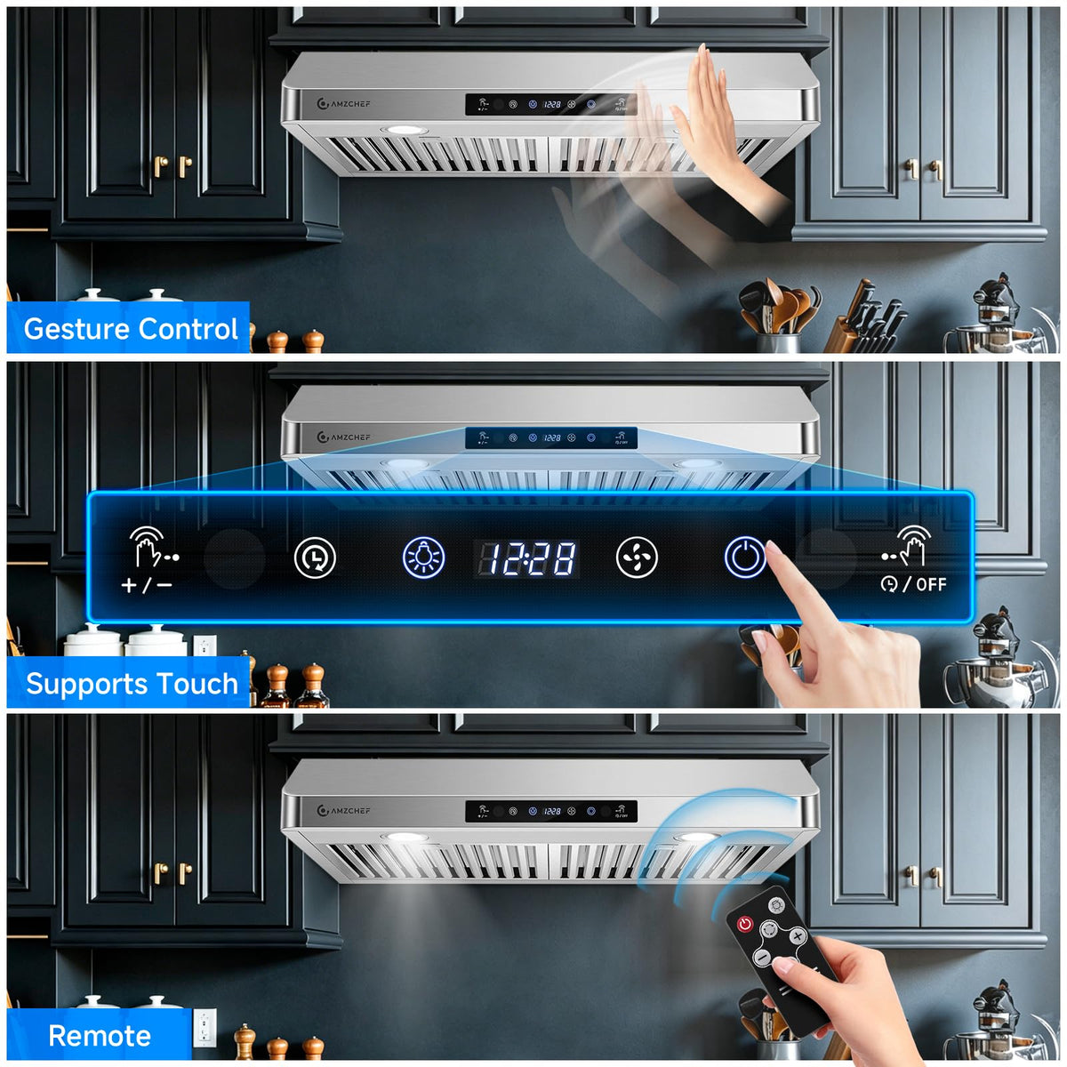 AMZCHEF 30" Stainless Steel Under Cabinet Range Hood, 1050 CFM Dual-Fan Jansha Store
