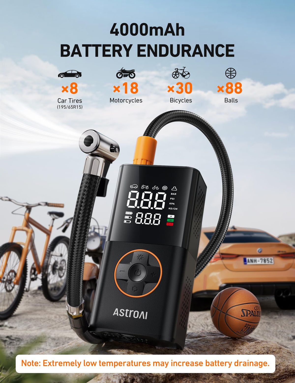 AstroAI L7 Tire Inflator Portable Air Compressor,150 PSI Cordless Bike Pump Jansha Store
