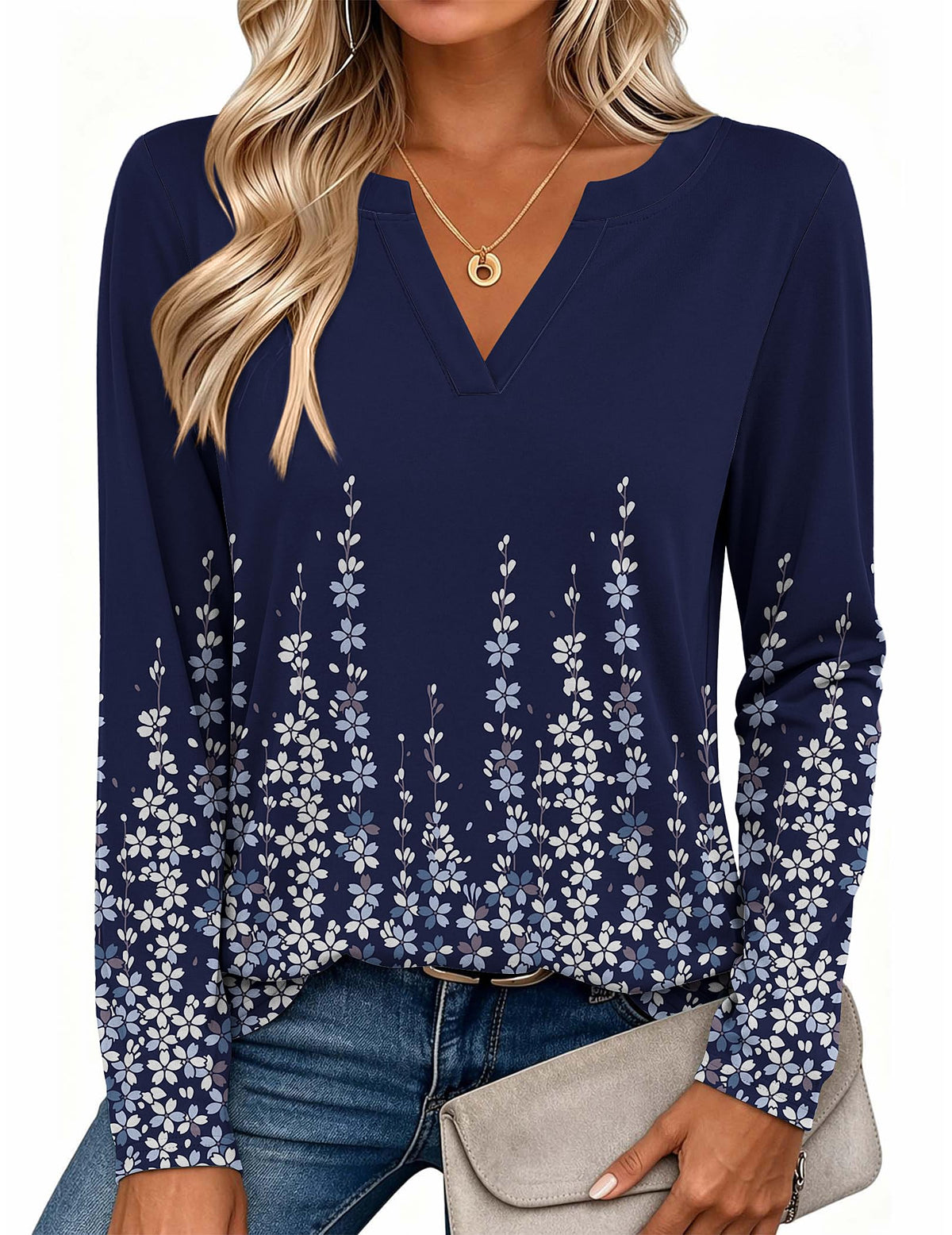 Zeagoo Womens Tops Long Sleeve V Neck Tee Shirts Cute Dressy Casual Jansha Store