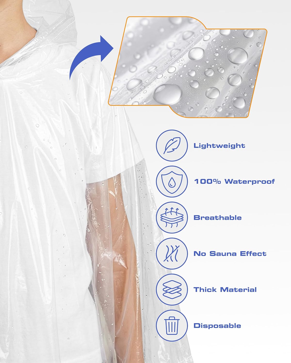 Hagon PRO Disposable Rain Ponchos for Adults, Hooded Poncho, Family 5 Pack Jansha Store